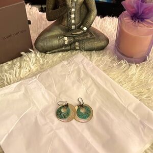 Adorable Lucky Brand Turquoise & Gold Butterfly Disc Earrings! 🛍️💕